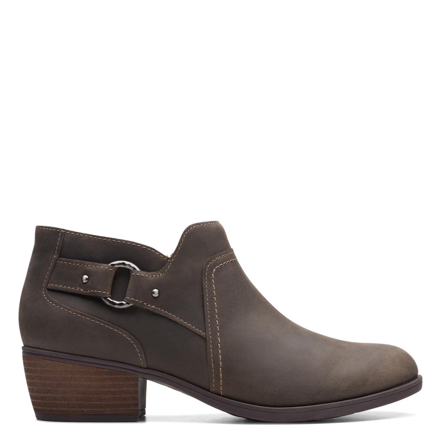 Clarks Women's Charlten Grace Ankle Boot, Taupe Oily Leather, 7.5 Wide US