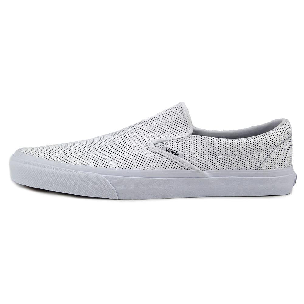 Vans Unisex Classic Slip-On? (Perf Leather) White Men's 11, Women's 12.5 Medium
