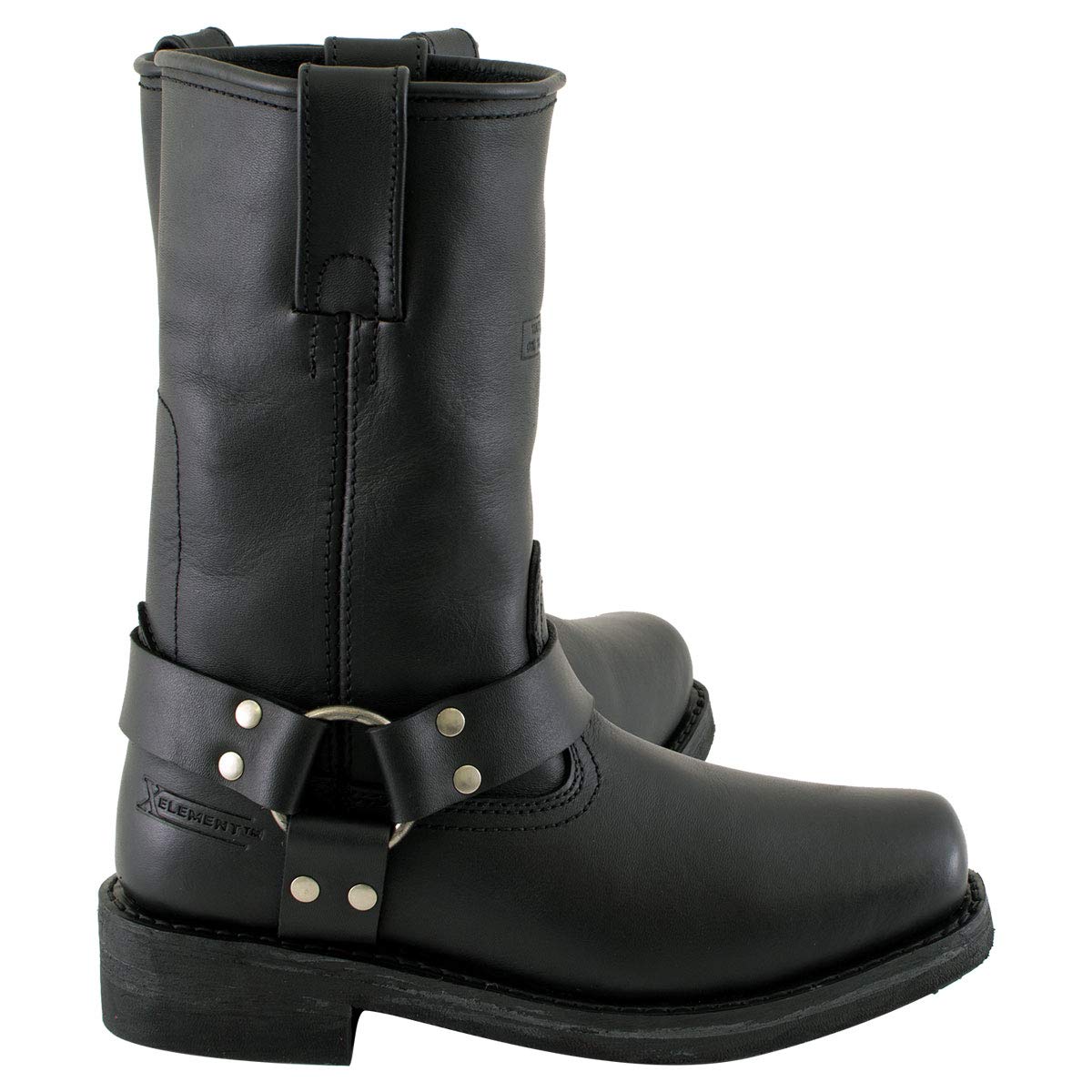 Xelement 2442 Women's Black Classic Full Grain Leather Harness Motorcycle Rider Boots - 6