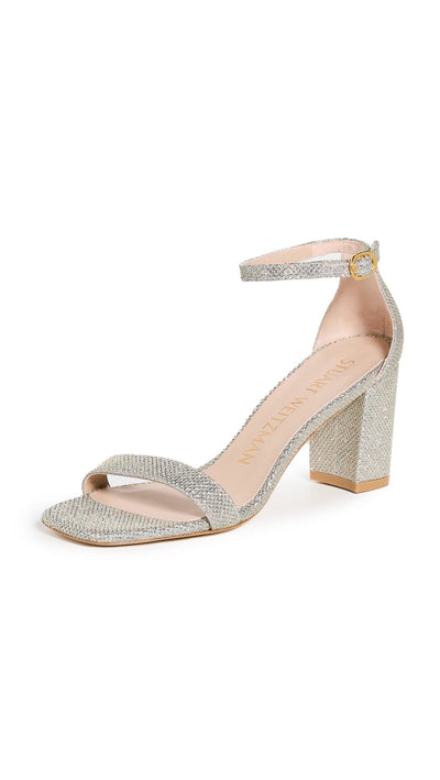 Stuart Weitzman Nudist Curve 75 Block Platino 10.5 B