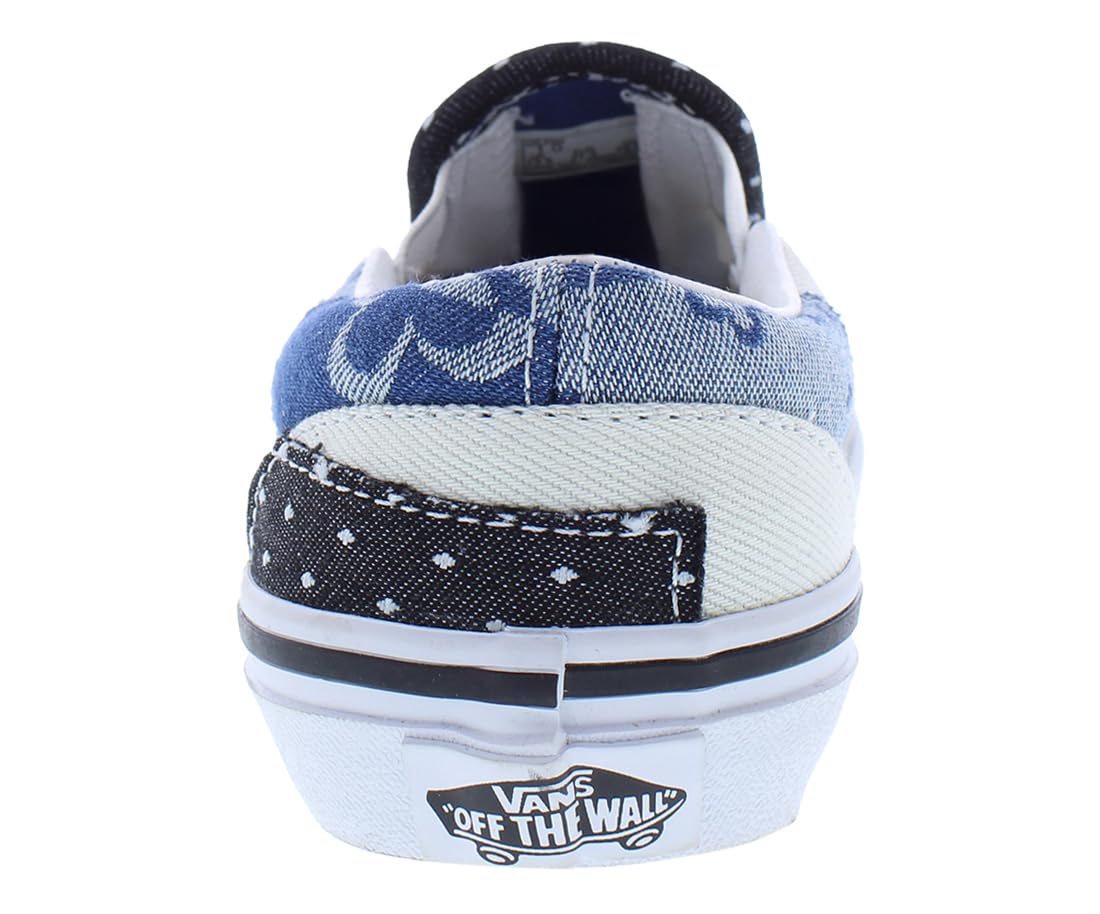 Vans K Classic Slip-On Patchwork (Little Kid) Sneaker, Denim Navy/True White, 11 US Unisex