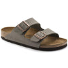 Birkenstock Unisex Arizona Birko-Flor Nubuck Leather Wide Mules, Grey Stone, 10