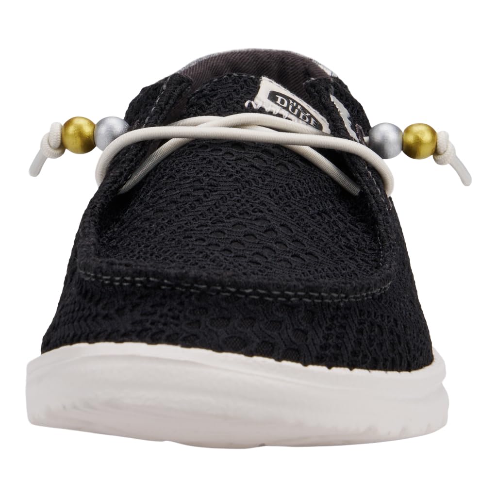 HEYDUDE Women's Wendy Boho Crochet Black Size 5 | Women's Shoes | Women Slip-on Loafers | Comfortable & Light-Weight