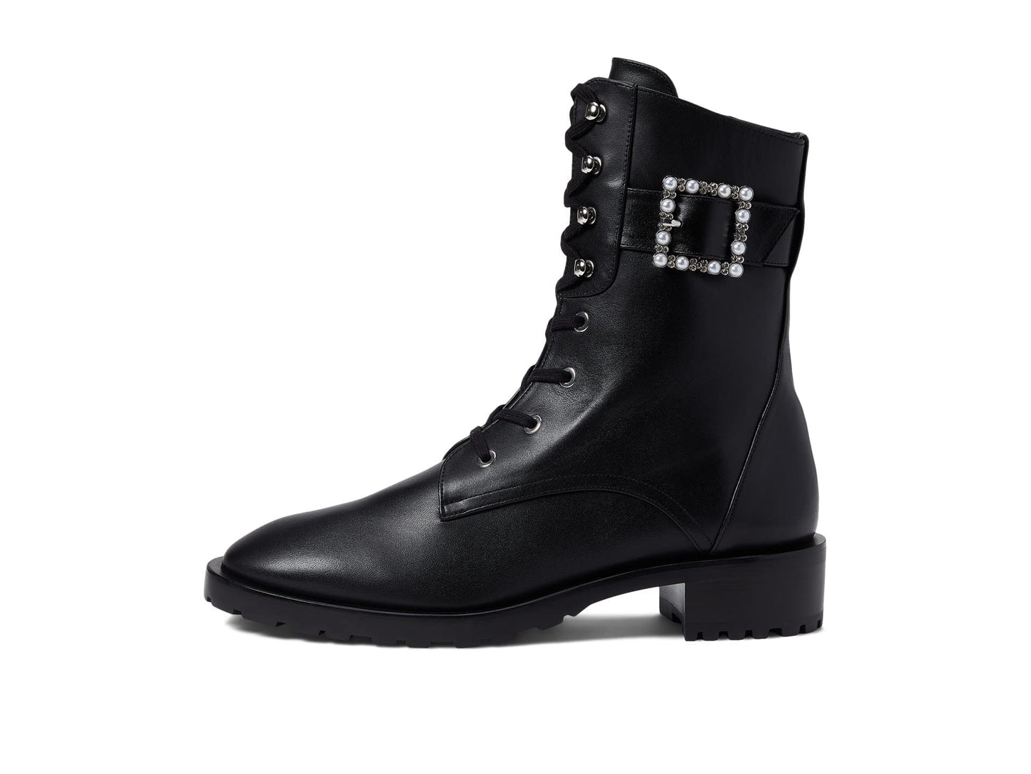 Stuart Weitzman Pearl Buckle Bootie Black 6 B