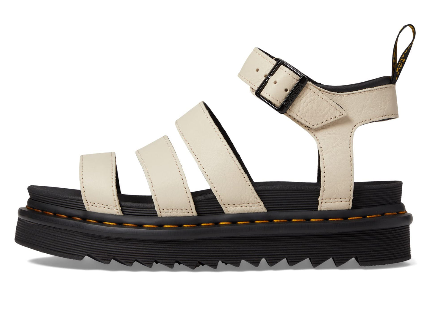 Dr. Martens Blaire Sandals For Women - Leather Ankle Strap With Adjustable Metal Buckle, Comfortable and Relaxing Sandals Parchment Beige UK 5 (US Women's 7) M