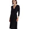 Lauren Ralph Lauren Womens Carlyna Surplice V-Neck Midi Dress Black 6
