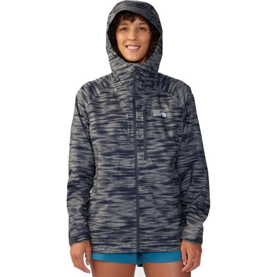 Mountain Hardwear Women's Standard Stretch Ozonic Jacket, Dark Zinc Frequency Print, Medium
