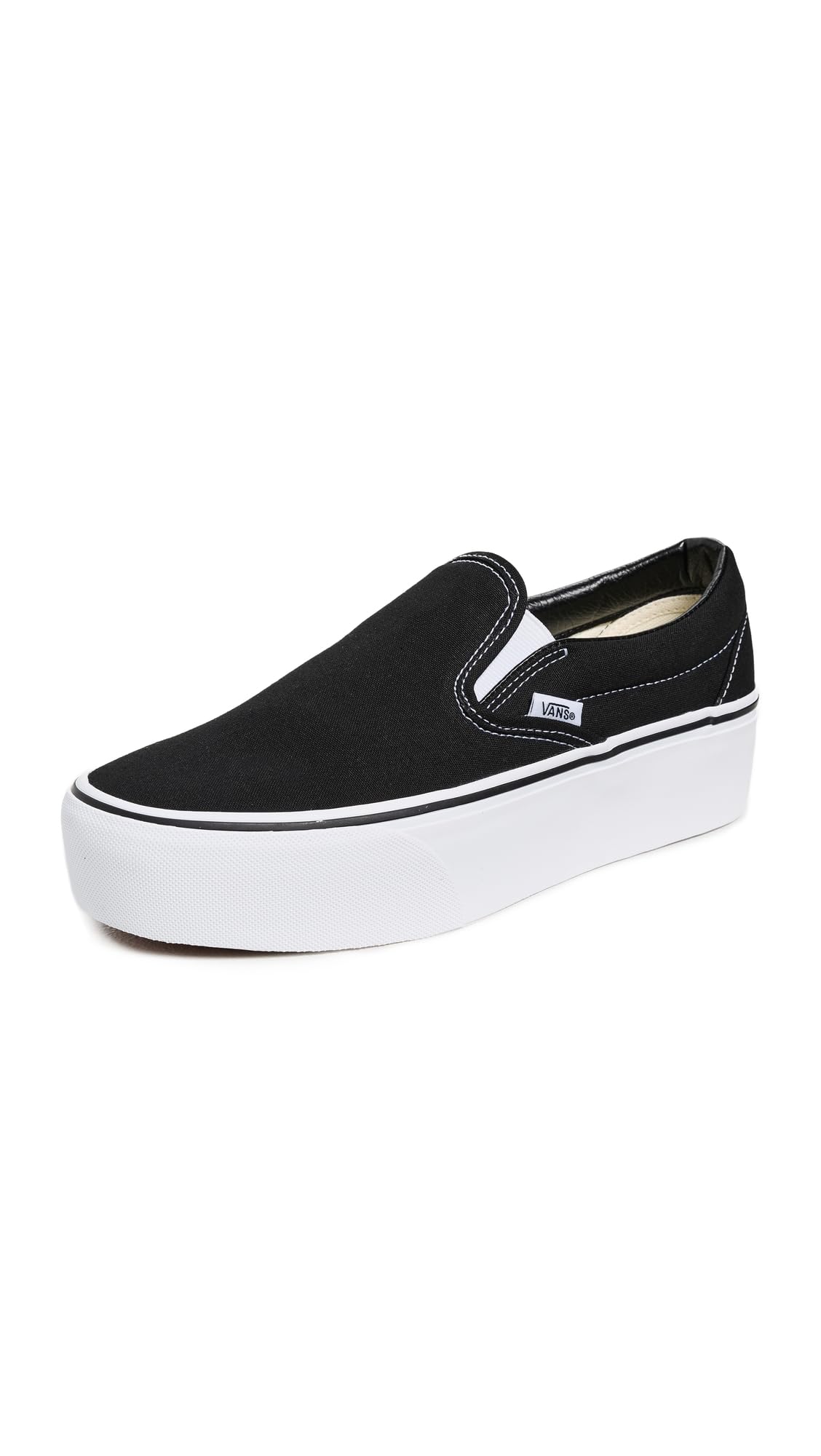 Vans UA Classic Slip-On Stackform Sneakers, Black/True White, 10 US Women/8.5 US Men