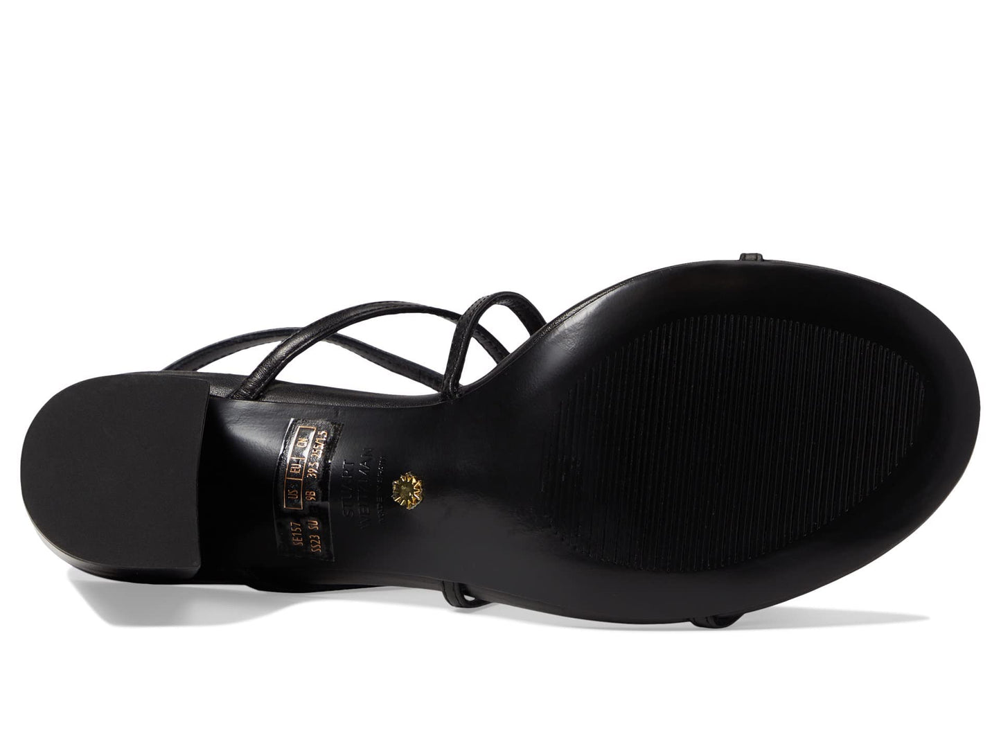 Stuart Weitzman Barelythere 75 Block Sandal Black 6 B