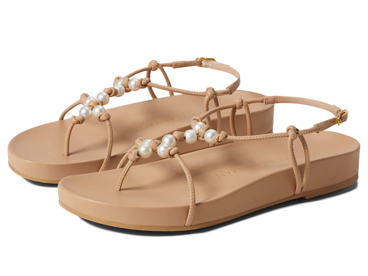 Stuart Weitzman Pearl Knot Flat Sandal Adobe 6.5 B