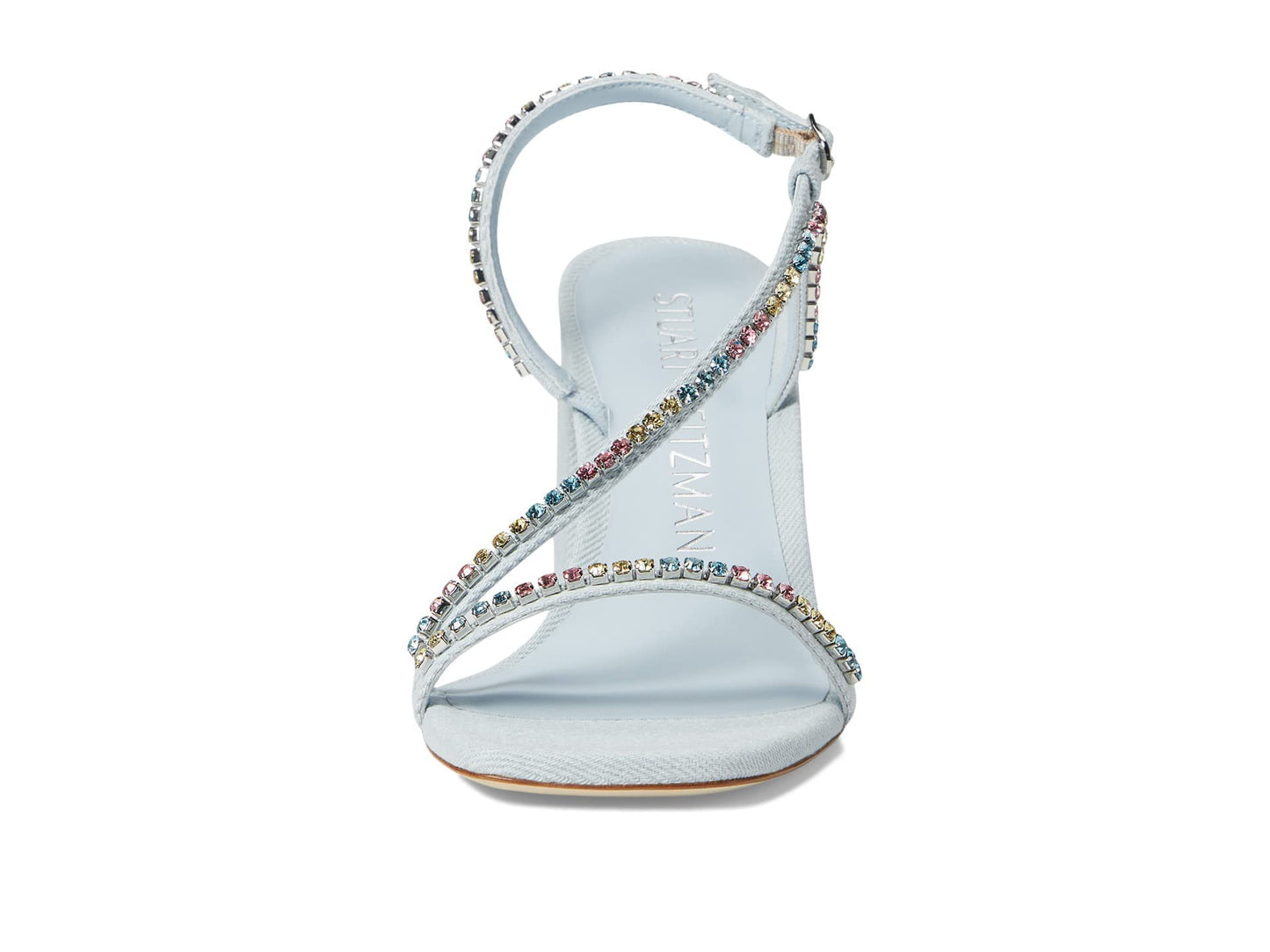 Stuart Weitzman Soiree Crystal 85 Block Sandal Light/Multi 8.5 B