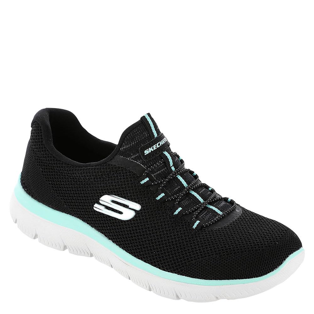 Skechers Sport Summits-Cool Classic Athletic Sneaker Women's Sneaker, 11 C/D US, Black-Turquoise