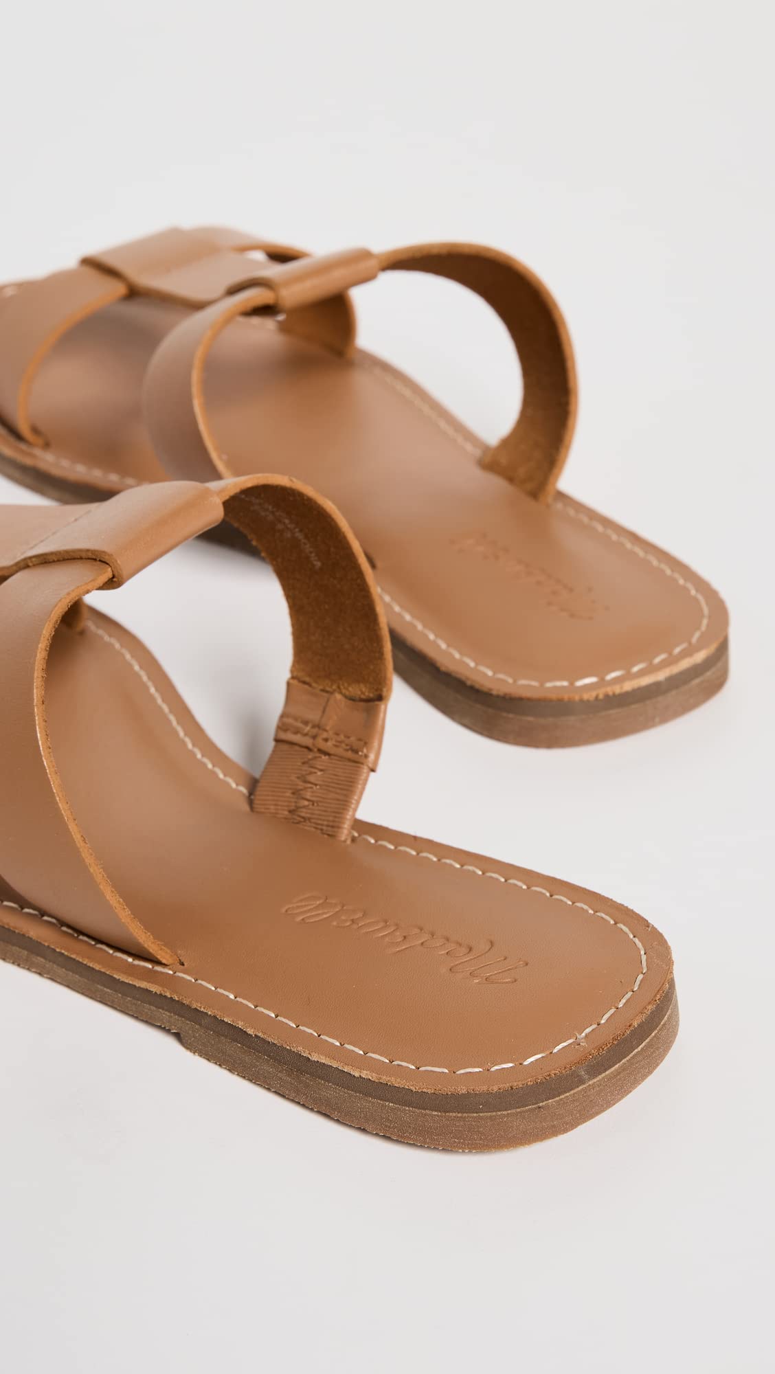 Madewell Women's Boardwalk Rhea T Strap Slides, Desert Camel, Tan, 9 Medium US