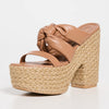 Stuart Weitzman Women's 145mm Playa So High Knot Platform Slides, Tan/Natural, 8 Medium US