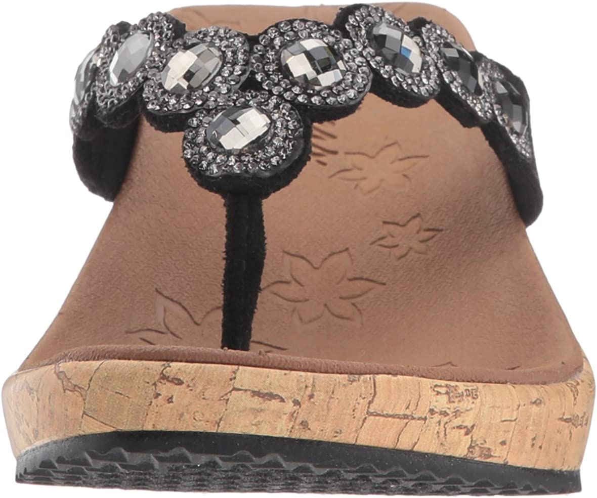Skechers womens Beverlee - Bizzy Babe Wedge Sandal, Black, 8.5 US