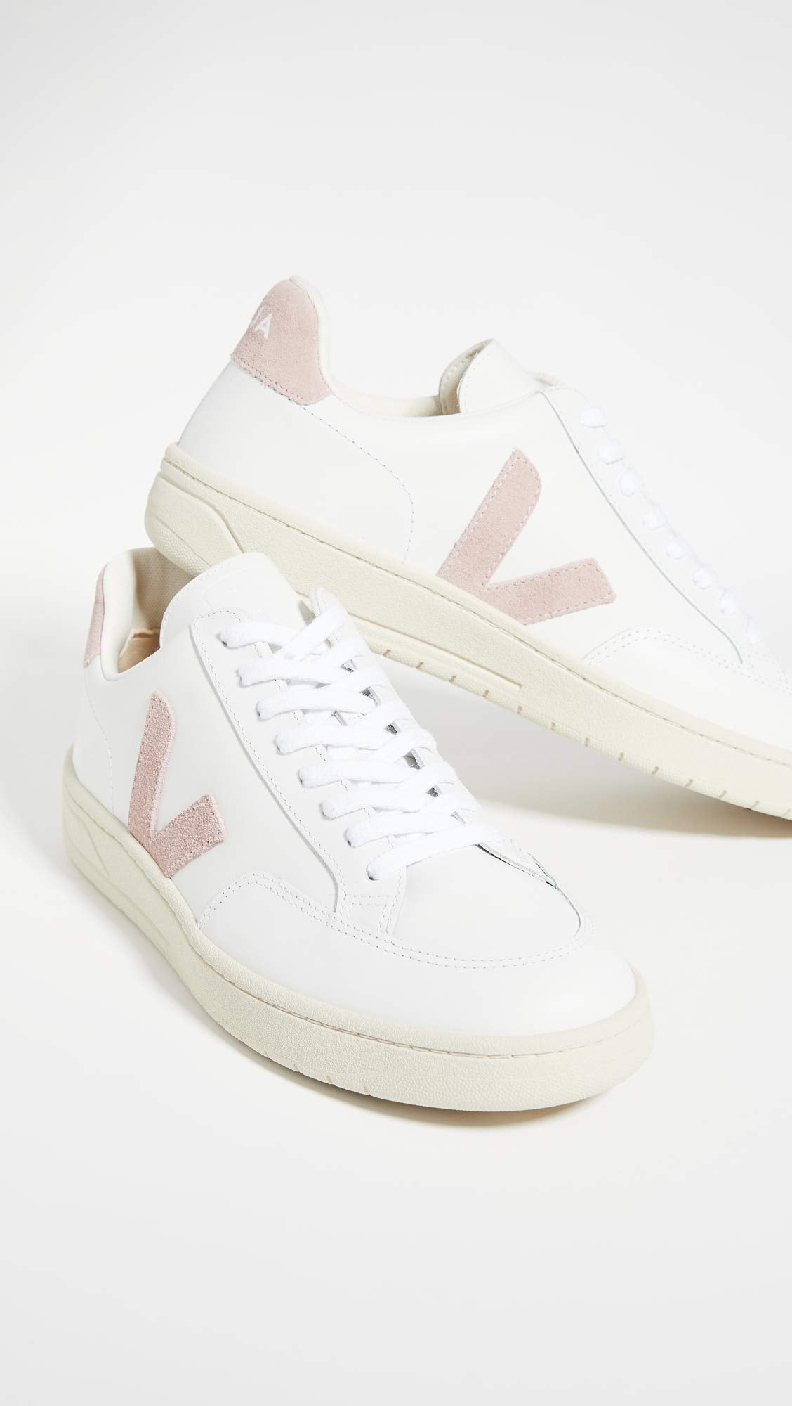Veja Men's V-12 Sneakers, Extra White/Babe, 8 Medium US