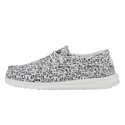 HEYDUDE Boy's Wally Youth Doodle Size 6 | Boy’s Shoes | Boy's Lace Up Loafers | Comfortable & Light-Weight