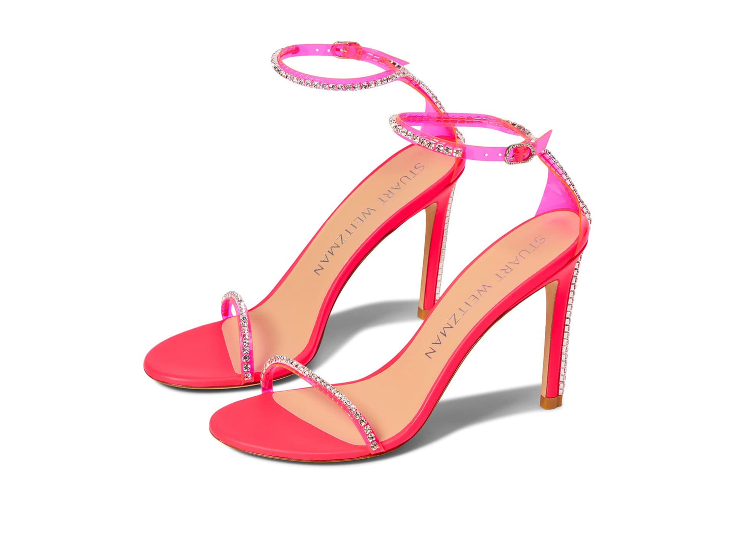 Stuart Weitzman Nudistglam 100 Sandal Neon Pink/Neon Pink/Clear 8.5 B