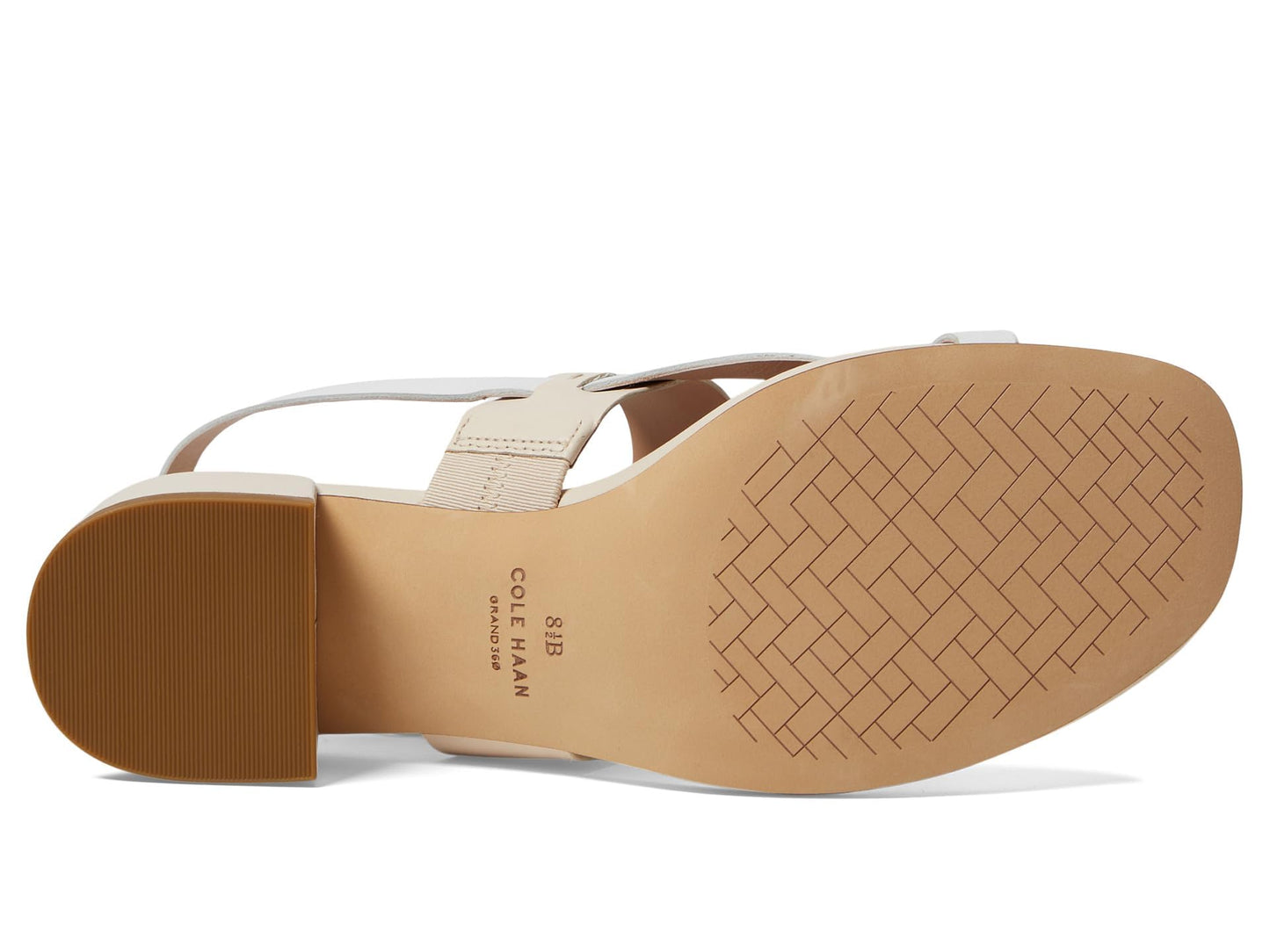 Cole Haan Womens Anica Lux Block Heel, Sandollar/White Leather, 6.5-B US