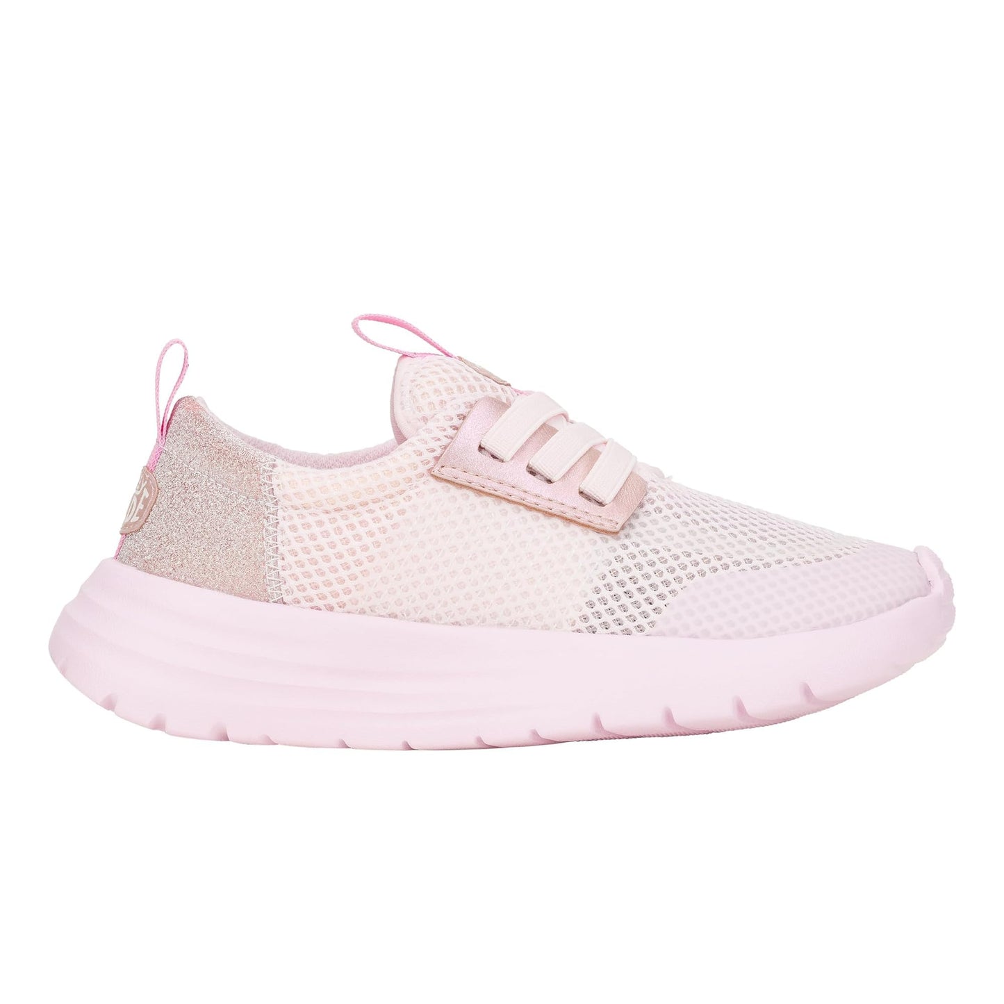HEYDUDE Women's Kid Sirocco Play Brights (Little Kid/Big Kid), Sparkle Pink, 4 Medium