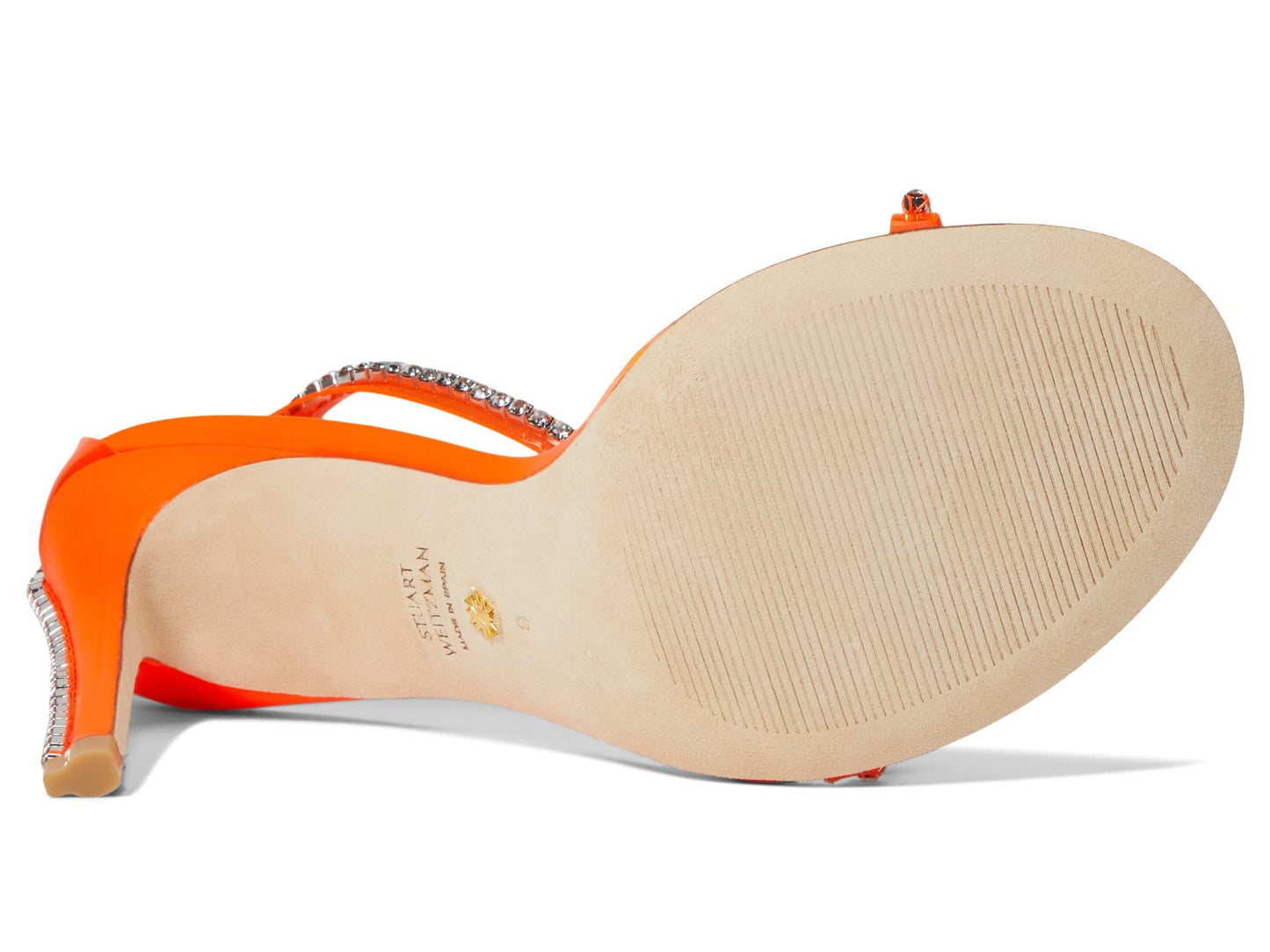 Stuart Weitzman Nudistglam 100 Sandal Neon Blaze/Neon Blaze/Clear 7.5 B