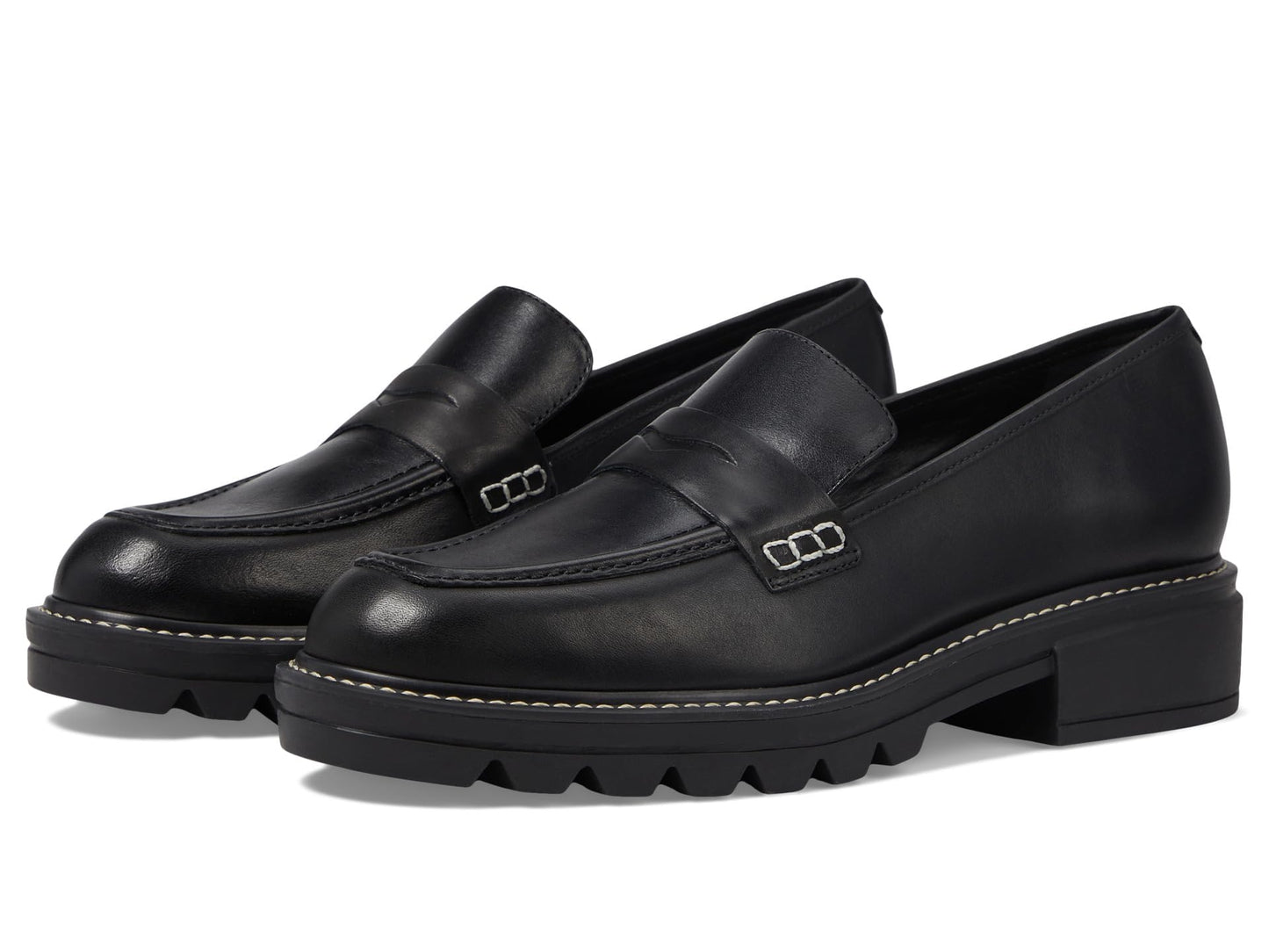 Bernardo Chandler - Shoes for Women - Antique Calf Upper - Leather Lining and Insole - Penny Strap on Vamp Black 6 M