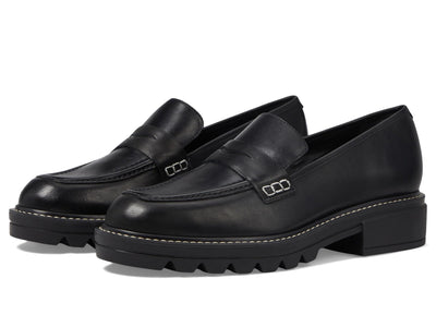 Bernardo Chandler - Shoes for Women - Antique Calf Upper - Leather Lining and Insole - Penny Strap on Vamp Black 6 M