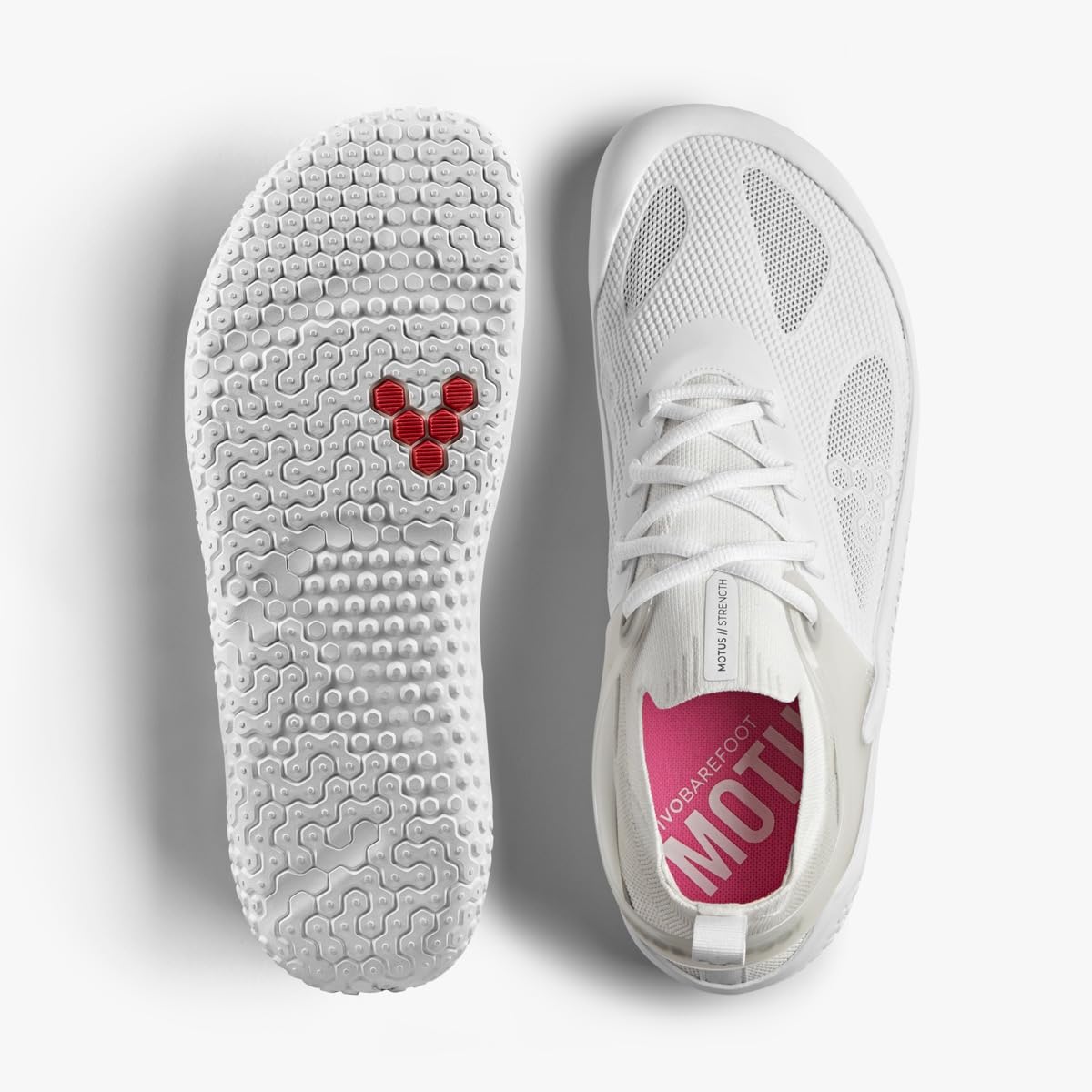 Vivobarefoot Motus Strength Mens Barefoot Zero-Drop Shoes | Improves Strength & Stability | Lightweight for Training & Running | Wide Fit Grounding Shoes Bright White