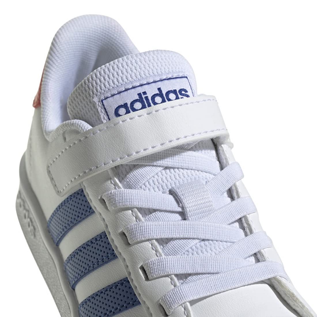 Adidas Little Kids Unisex Grand Court Sneakers, White/Team Royal Blue/Vivid Red, 1.5