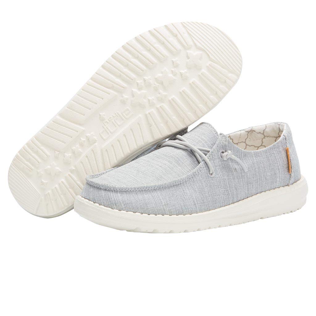 Hey Dude Girl's Wendy Toddler Linen Grey Size 10 | Girl’s Shoes | Girl’s Lace Up Loafers | Comfortable & Light-Weight