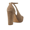 Cole Haan Women's Remi Platform Ankle Strap 100 mm Pump, Irish Coffee Suede, 8.5