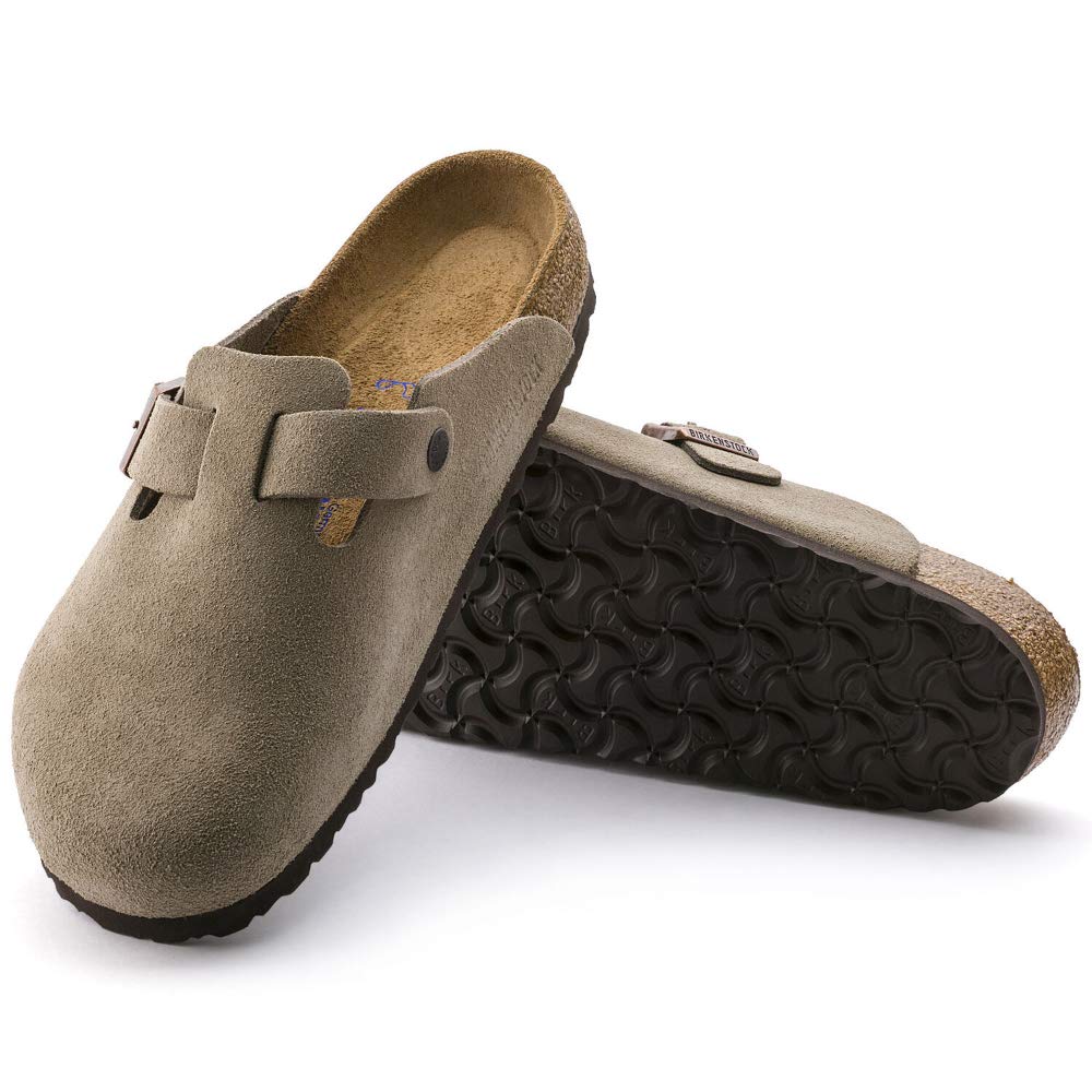 The Birkenstock Boston in the classic taupe suede.