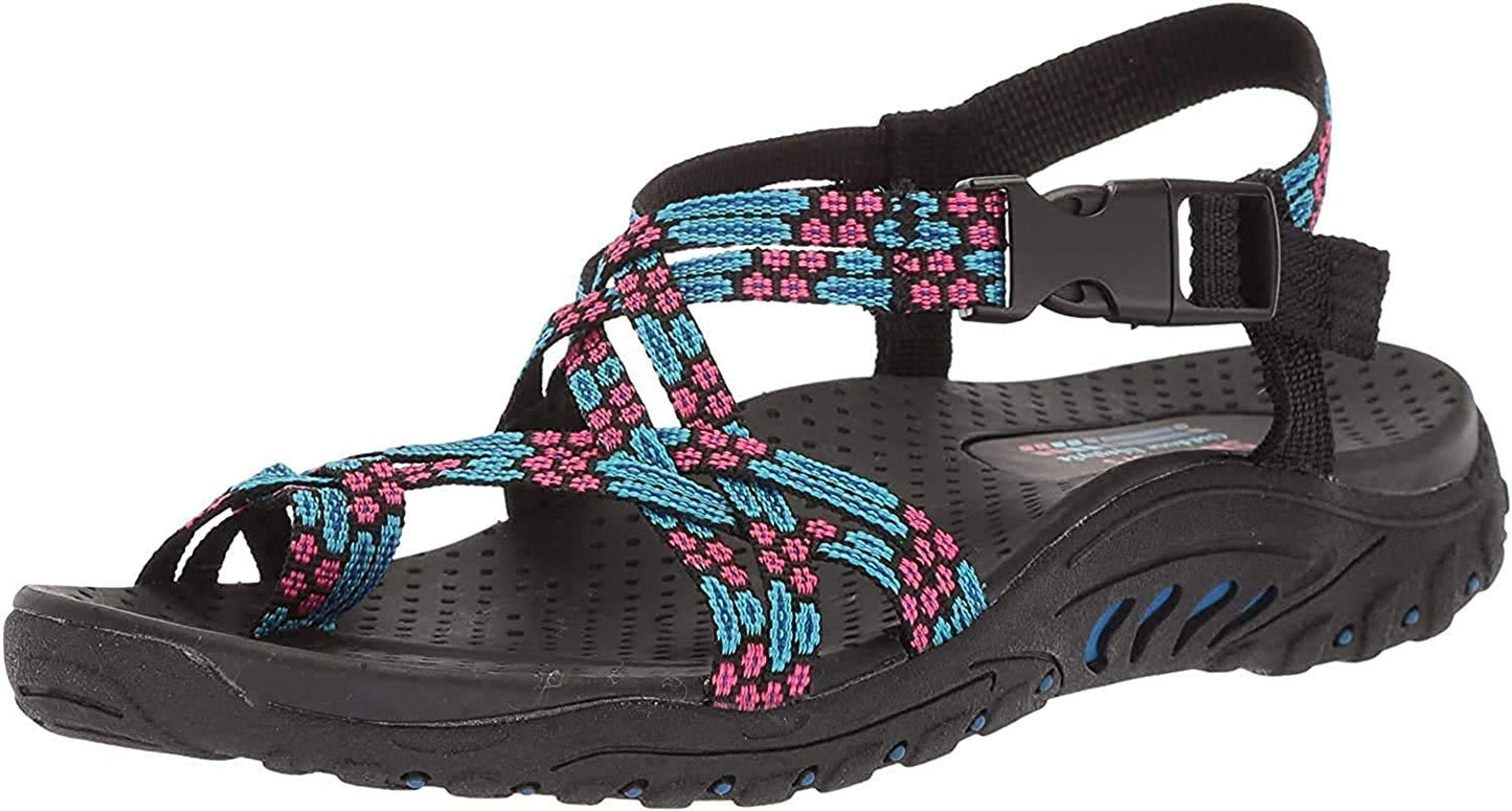 Skechers Cali Women's Reggae Loopy Toe Ring Sandal, blue/pink, 8 M US