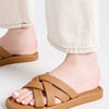 Madewell Women's Francine Puffy Woven Slides, Desert Camel, Tan, 7.5 Medium US