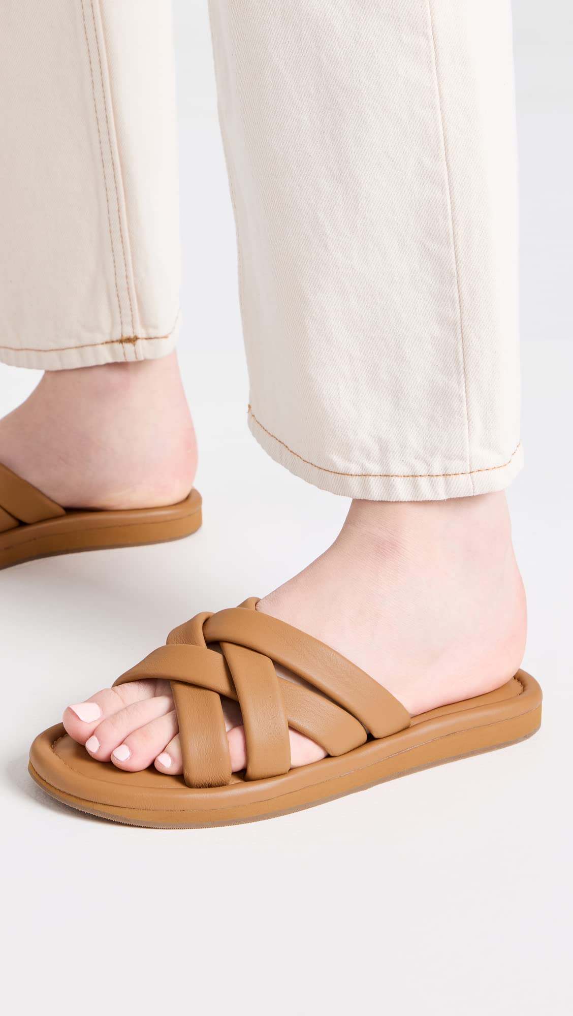 Madewell Women's Francine Puffy Woven Slides, Desert Camel, Tan, 7.5 Medium US