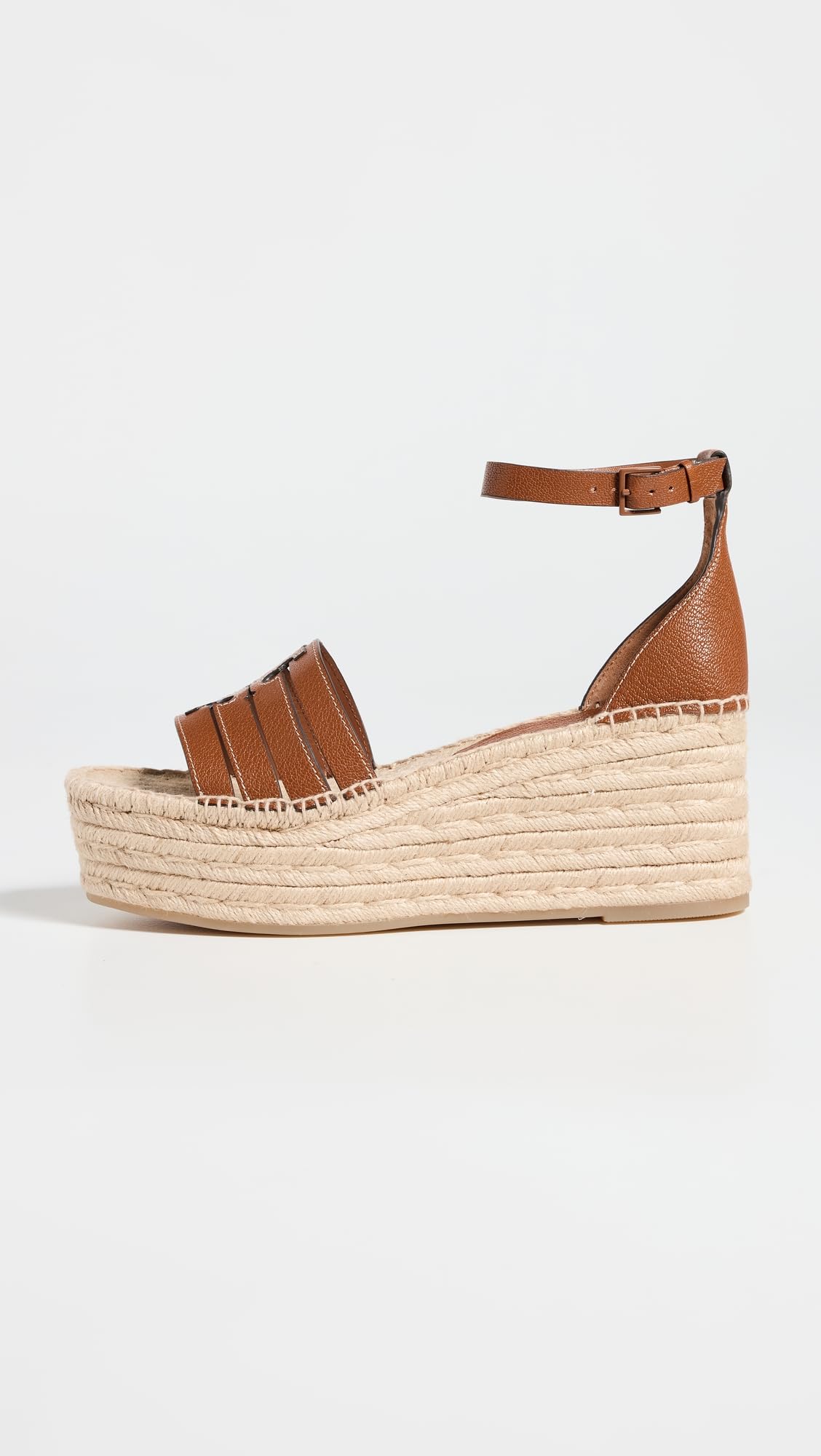 Tory Burch Women's INES Cage Wedge Espadrilles 80mm, Bourbon, Brown, 6.5 Medium US