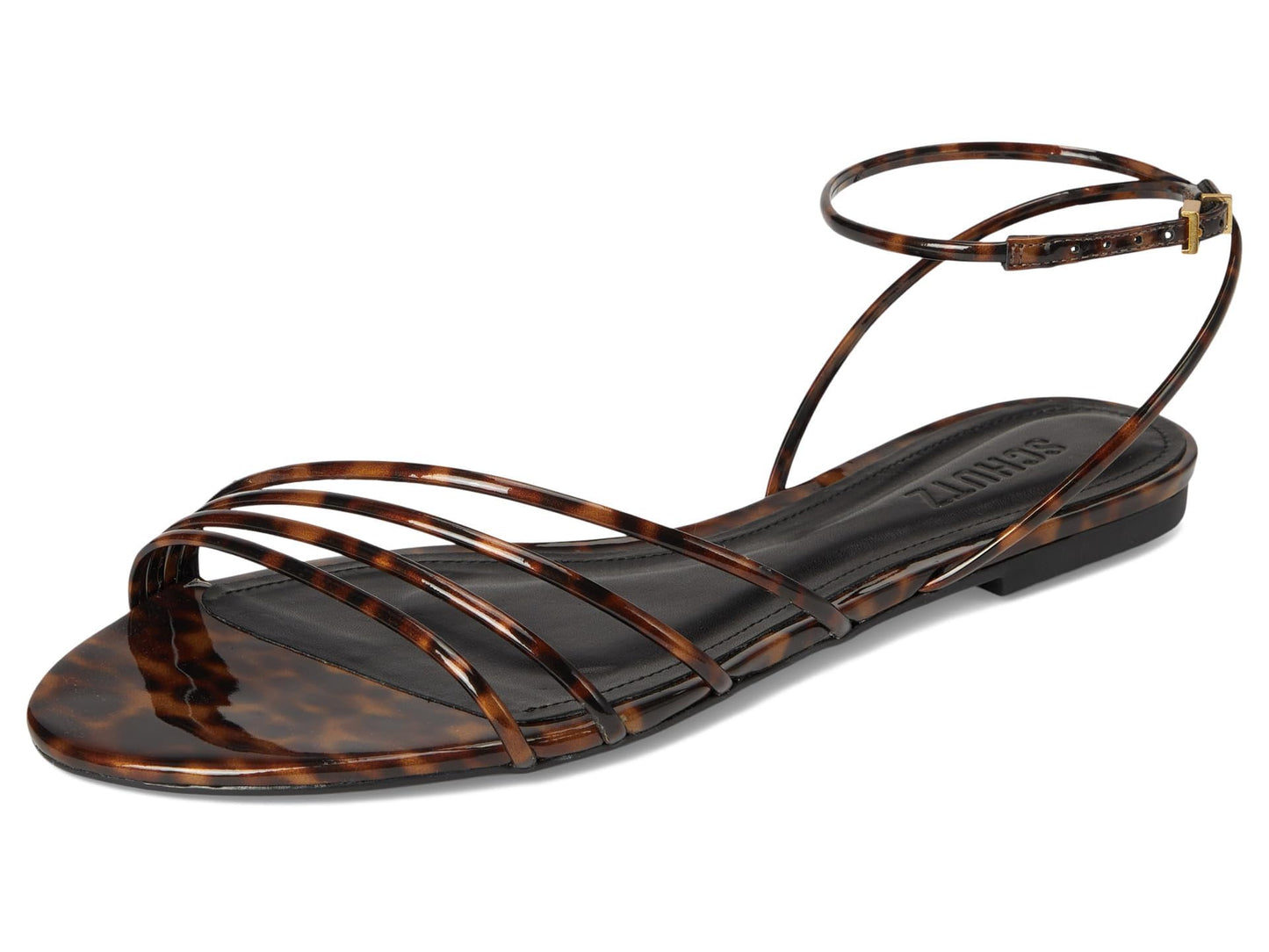 Schutz Women's Inez Flat Brown/Tortoise 5.5 Medium