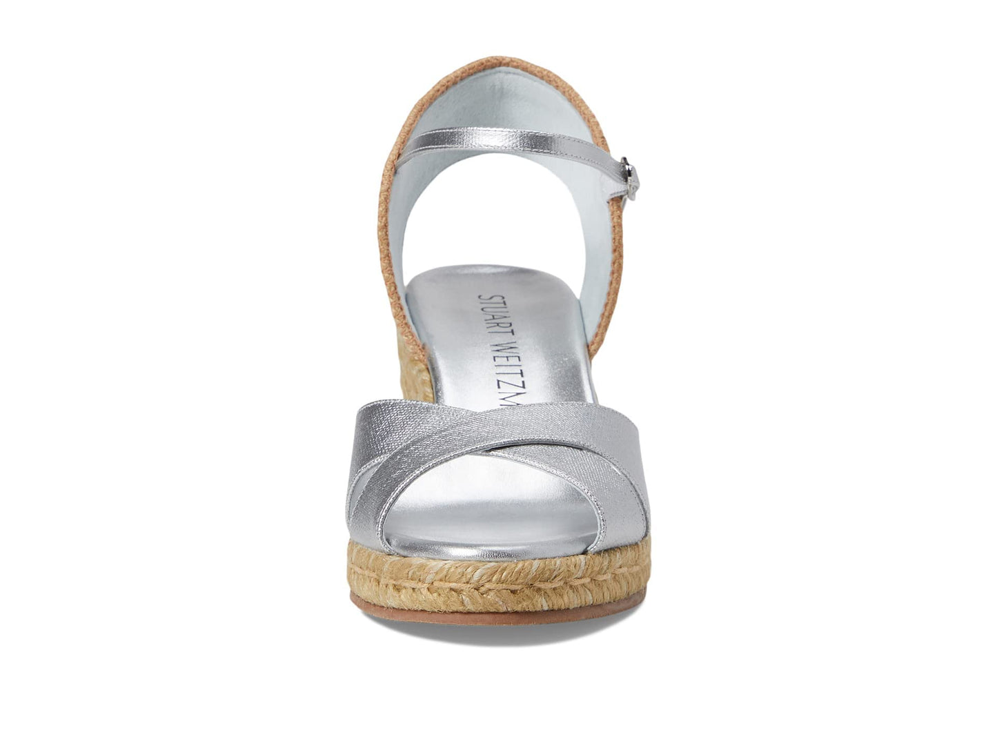Stuart Weitzman Mirela II Espadrille Wedge Silver/Natural 7 B