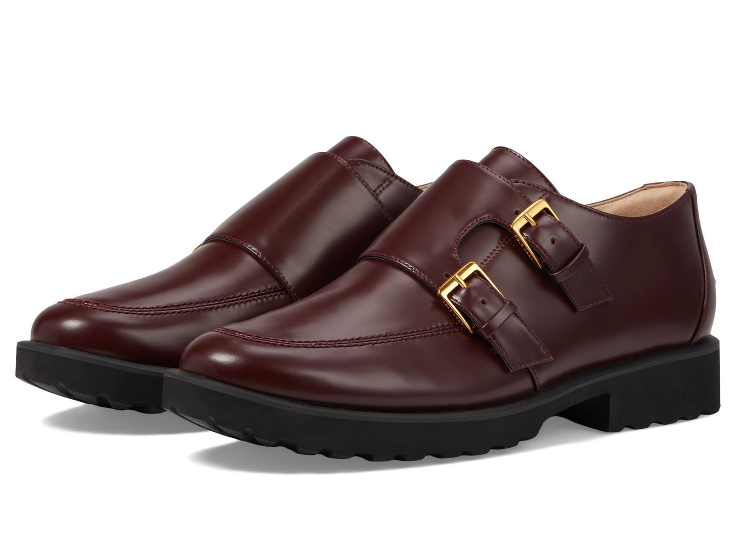 Cole Haan Women's Greenwich Monk Strap Oxford Bloodstone Leather 5.5 Medium