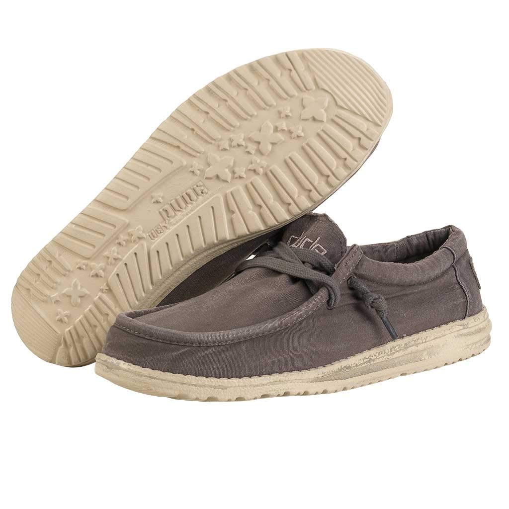 Hey Dude Men’s Wally Washed Mud Size 11 | Men’s Shoes | Men’s Lace Up | Comfortable & Light-Weight