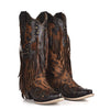 Corral Boots Women's Handcrafted Western Boots | Snip Toe Cowboy Boots with Leopard Print, Fringe and Stud Details