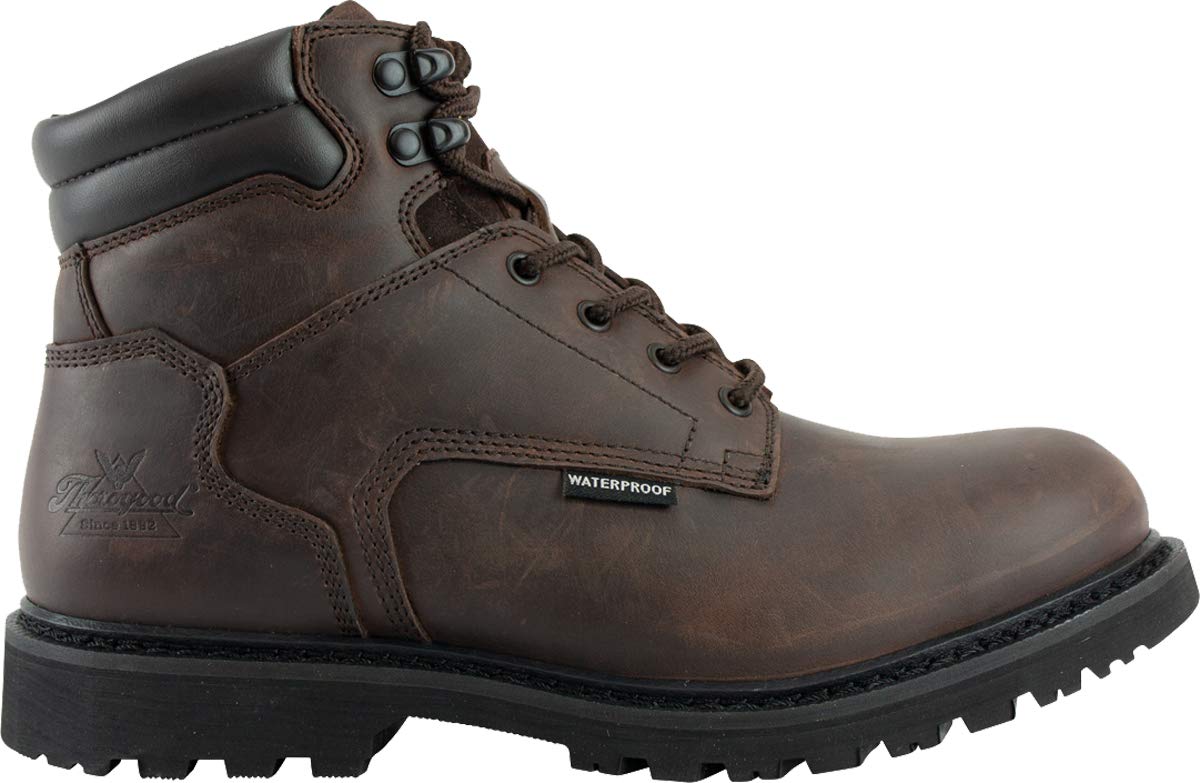 Thorogood V-Series 6” Waterproof Insulated Work Boots for Men - Premium Leather with 400g 3M Thinsulate, Comfort Insole, and Chevron Traction Outsole; ASTM Rated, Brown Crazyhorse - 11 W US