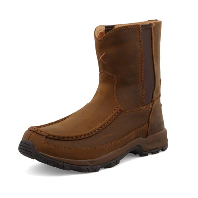 Twisted X Men's 8" Pull On Hiker Boot, Moc Toe, Distressed Saddle & Saddle, 10.5 M