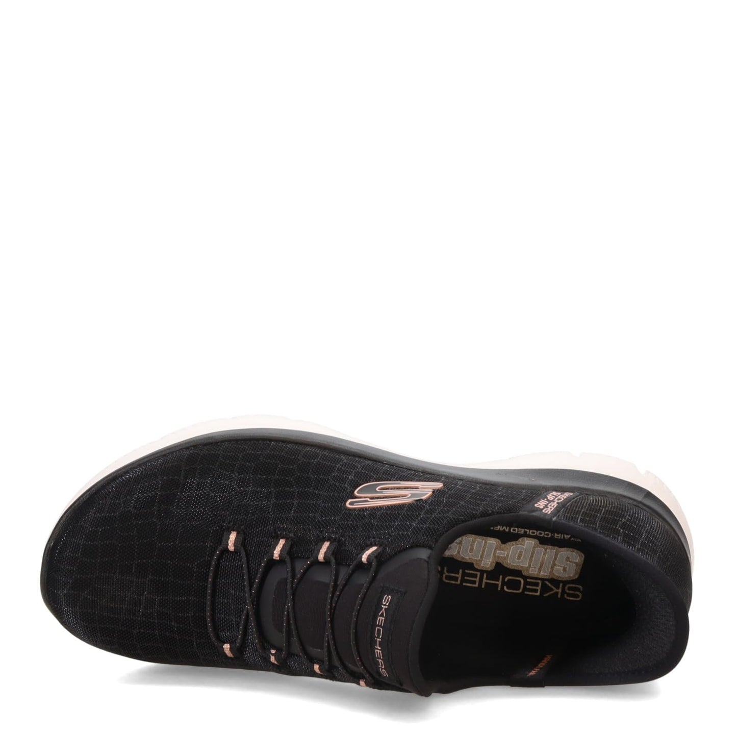 Skechers Women's Hands Free Slip-ins Summits Classy Night Sneaker, Black Rose Gold, 6.5 Wide