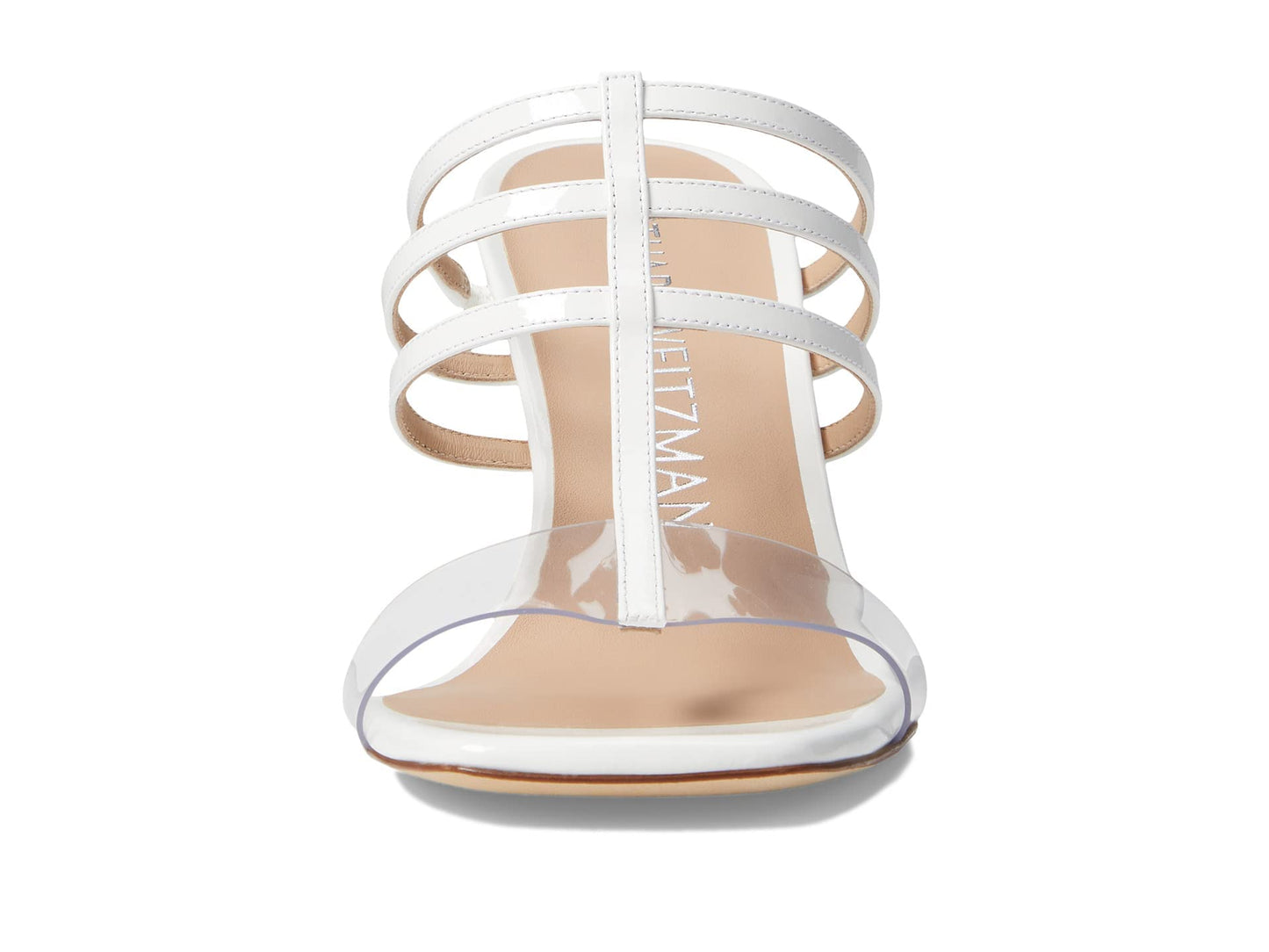 Stuart Weitzman Deco 85 Wedge Heels for Women - Slip on Style with Square Toe Construction, Chic and Gorgeous Wedge Heels White/Clear 7.5 B