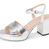 Stuart Weitzman Womens Dayna Platform 80 Silver 9.5 M