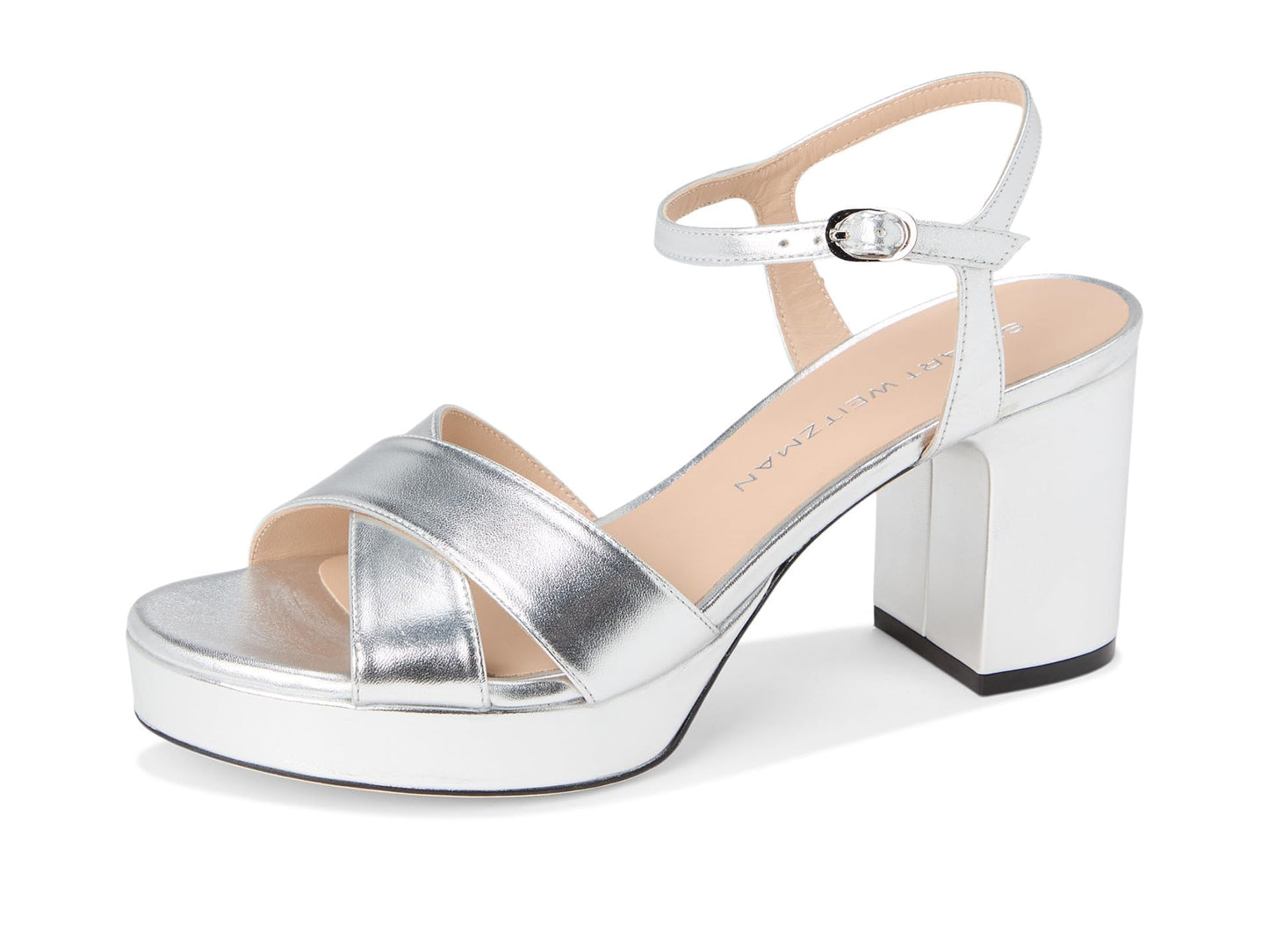 Stuart Weitzman Womens Dayna Platform 80 Silver 9.5 M