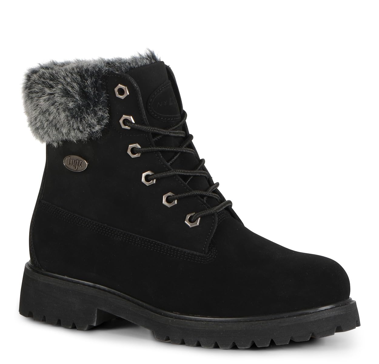 Lugz | Convoy Classic 6-inch Chukka Boots for Women | Faux Fur Lace Up Womens Fall Boots | Everyday Women Footwear, Black, 9.5 US