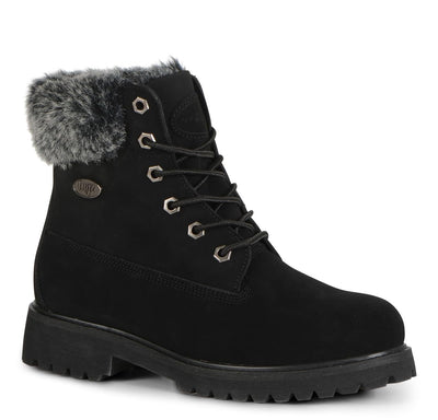 Lugz | Convoy Classic 6-inch Chukka Boots for Women | Faux Fur Lace Up Womens Fall Boots | Everyday Women Footwear, Black, 6.5 M US