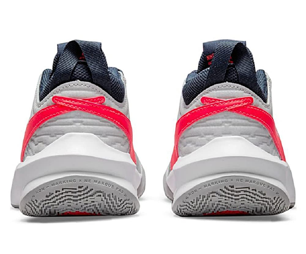 Nike Kid's Team Hustle D10 (GS) Basketball Shoe (5, Light Smoke Grey/Bright Crimson, Numeric_5)